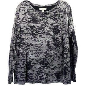 Coldwater Creek Women's Top Size XL Purple Gray Burn Out Long Sleeves Lined Body
